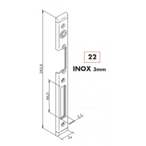 O&C L22X hosszú zárpajzs, műanyag ajtóra - jobbos - Inox