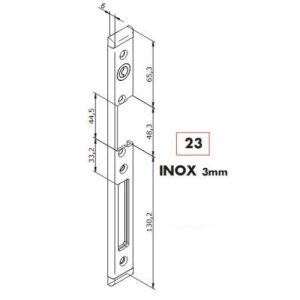 O&C L23X hosszú zárpajzs, műanyag ajtóra - balos - Inox