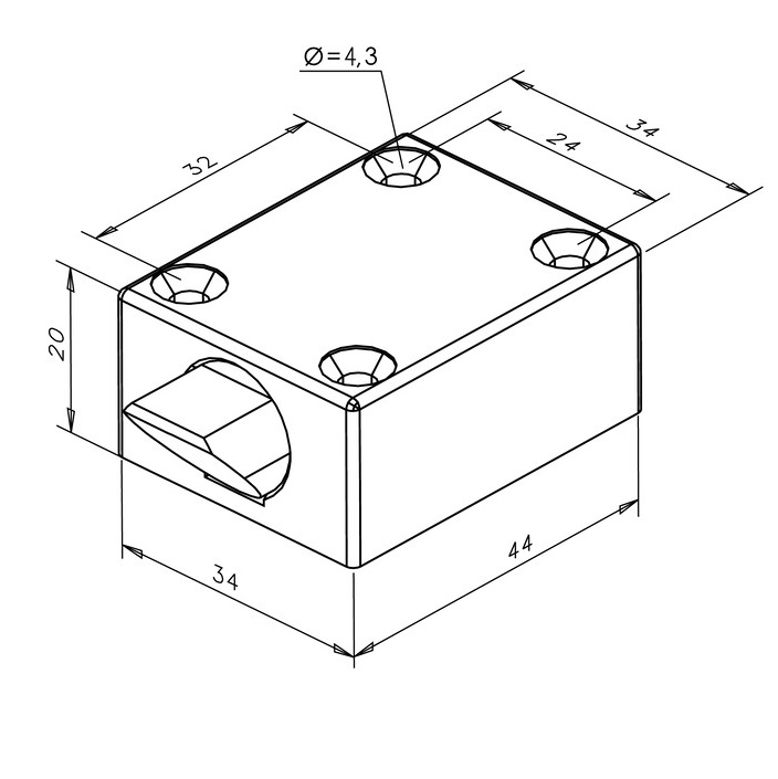 eFF FF-804 felületre szerelhető reteszes zár, mechanikus zárnyelv - Image 2